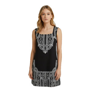 White House Black Market Women's Black Aztec Sleeveless Mini Dress Size XS